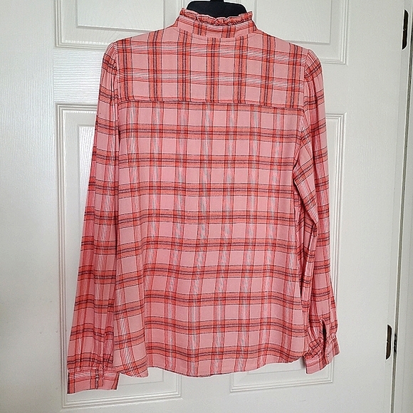 GAP Plaid Ruffle-Neck Blouse - Picture 3 of 7